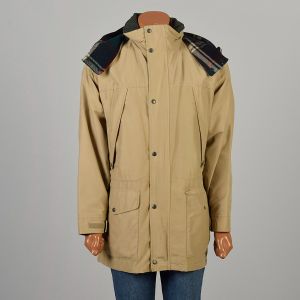 Large 2000s Classic Woolrich Parka Tan Plaid Lining with Removable Hood Jacket