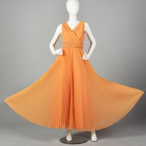 XS 1970s Sleeveless Orange Palazzo Jumpsuit  - Fashionconservatory.com