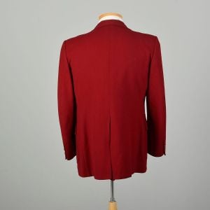 45R Large 1970s Red Maroon Wool Blazer Gold-tone Two-Button Front Stanley Blacker Sport Coat  - Fashionconservatory.com