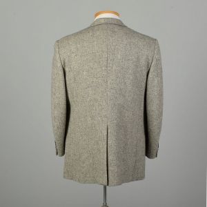 46R Large 1980s Light Gray Tweed Blazer Two-Button Classic British Sport Jacket  - Fashionconservatory.com