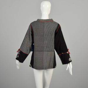 L 2000s Lightweight Jacket Black Gray Red Asian Character Loose Cotton Pockets Jacket Top  - Fashionconservatory.com