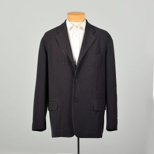 Large 2000s Black Blazer Two Front Timeless Designer Sport Coat Jacket 