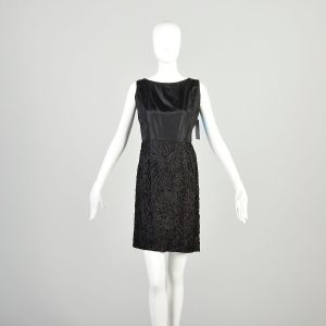Medium 1960s Black Dress Top Set Lace Ribbon Soutache Textured Sleeveless Shell Layering Outfit  - Fashionconservatory.com