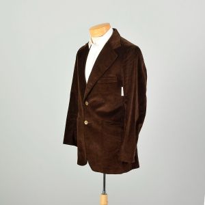 Medium 1970s Brown Velvet Blazer Two Button Wide Lapel Jacket Casual Sport Coat - Fashionconservatory.com