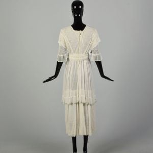 XS 1910s Edwardian Lace Dress Lawn Two Piece Wedding Gown - Fashionconservatory.com