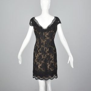 Small 1990s Oscar De La Renta Black Lace Dress  - Fashionconservatory.com