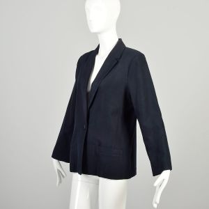 Medium 1970s St. John Navy Faux Suede Blazer - Fashionconservatory.com