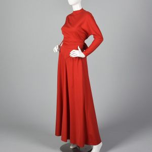 XS 1970s Pauline Trigère Red Outfit High Waist Palazzo Pants Dolman Long Sleeves - Fashionconservatory.com