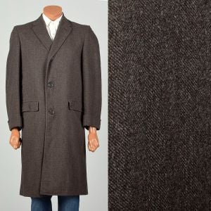 Medium 1960s Grey Brown Wool Tailored Overcoat Coat