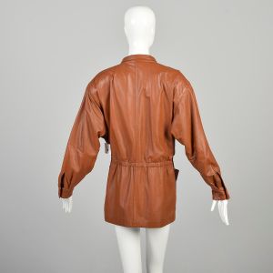 M/L | 1980s Buttery Soft Tan Italian Leather Mini Trench-Style Jacket w/Belt by Bally of Switzerland - Fashionconservatory.com