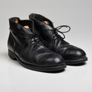 Size 9.5R 1983 Black Leather Chukka Boots Biltrite Lace-Up Shoe Rubber Sole Heel