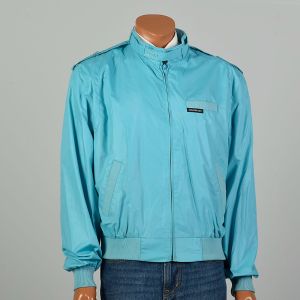 1980s XXL Turquoise Blue Snap Strap Bomber Jacket