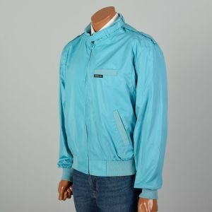 1980s XXL Turquoise Blue Snap Strap Bomber Jacket - Fashionconservatory.com