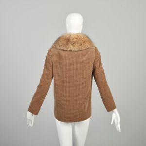 XS/S | Brown Fur Collar Velvet Jacket Blazer by Adele Simpson - Fashionconservatory.com