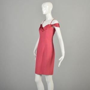 Small 1980s Dusty Rose Pink Off Shoulder Cocktail Dress - Fashionconservatory.com