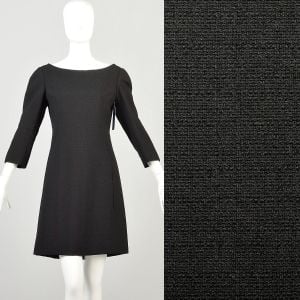 Medium 1960s Designer Little Black Buttoned Back Dress