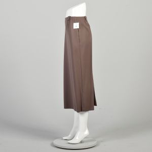 L/XL | Classic Tan Knit Pencil Skirt w/Pleated Button Slit by Anne Klein for I. Magnin 