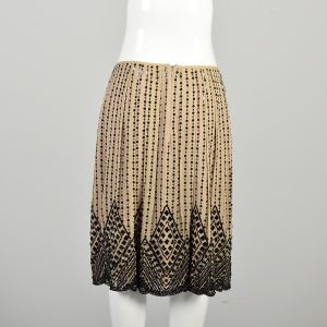 L | Tan and Black 2000s Sequined Beaded Evening Skirt by Elie Tahari - Fashionconservatory.com