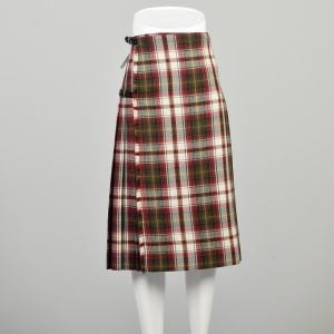 XS/S | 1970s Pure Scottish Wool Tartan Plaid Pleated Wrap Skirt by The Scotch House