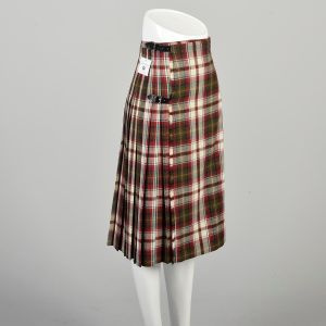 XS/S | 1970s Pure Scottish Wool Tartan Plaid Pleated Wrap Skirt by The Scotch House - Fashionconservatory.com