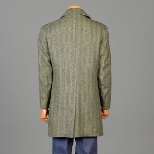 Small 40 Green Jacket Herringbone Tweed Blue Stripe Double Breasted Jacket - Fashionconservatory.com