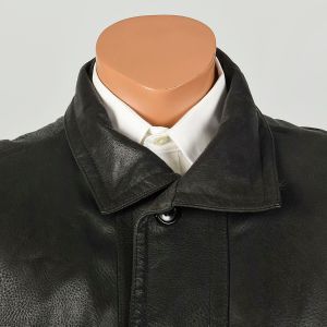 L | Oversize Black Leather Jacket by Barneys New York - Fashionconservatory.com