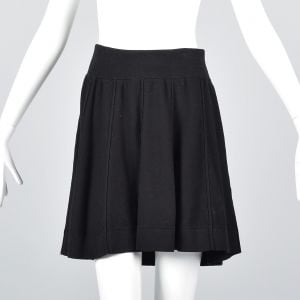 Medium 1990s Sonia Rykiel Black Knit Mini Skirt Skater Skirt 