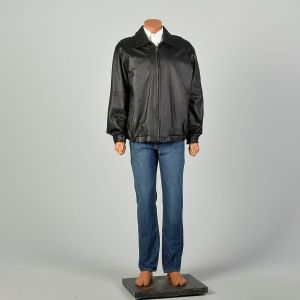 XL/XXL | Mens 2010s Leather Bomber Jacket by Bill Blass