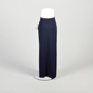 S/M | 2000s Navy Blue Santana Knit Side Split Maxi Skirt by St. John Basics