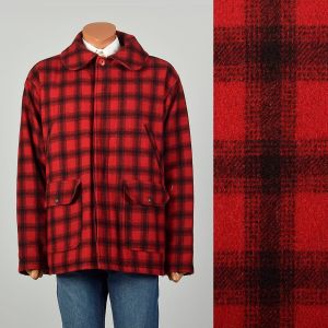 XXL | 2000s Red Buffalo Check Plaid Hunting Jacket Coat Mackinaw by Woolrich