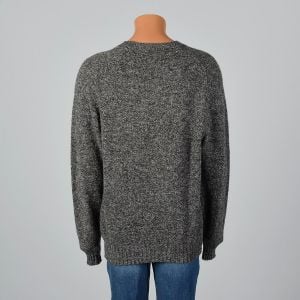 2XL-3XL Mens 1980s Gray Sweater Wool Crew Neck Long Sleeve Pullover  - Fashionconservatory.com