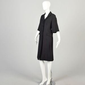 Medium 1960s Black Silk Jacket Coat Colorful Colorblock Lime Teal Coat Day Jacket Short Sleeve - Fashionconservatory.com