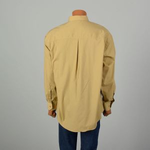 XXL 1980s Khaki Mens Button Down Long Sleeve Tan Courreges Homme  - Fashionconservatory.com