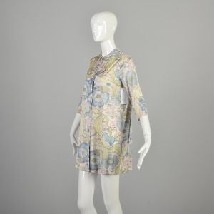 Large 1960s Psychedelic Cherry Floral Print Night Shirt Loungewear  - Fashionconservatory.com