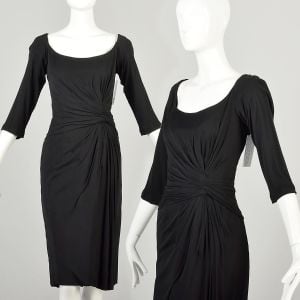 Large 1960s Little Black Dress Fitted Sexy Classic Timeless