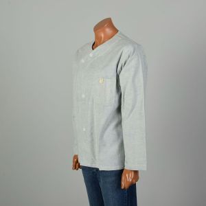 XXL Deadstock 1940s Light Blue Soft Flannel PJ Top WWII Pajama Shirt by Jayson - Fashionconservatory.com