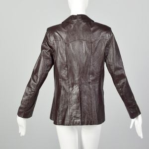 Medium 1970s Brown Leather Jacket Boho Western Blazer Bohemian Coat - Fashionconservatory.com