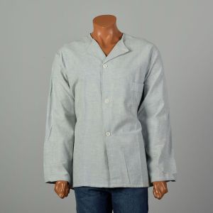 XXL Vintage 1940s Light Blue Soft Flannel PJ Top WWII Loungewear Shirt By Nite Kraft