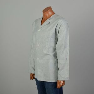 XXL Vintage 1940s Light Blue Soft Flannel PJ Top WWII Loungewear Shirt By Nite Kraft - Fashionconservatory.com