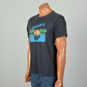 Large 1980s Dark Blue Jamaica Logo T-Shirt Good Condition Crew Neck Tee - Fashionconservatory.com