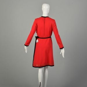 Medium 1970s Red Two Piece Set Knit Wrap Skirt Tunic Top Outfit - Fashionconservatory.com