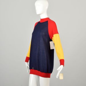 Medium 1970s Red Blue Yellow Colorblock Sweater  - Fashionconservatory.com