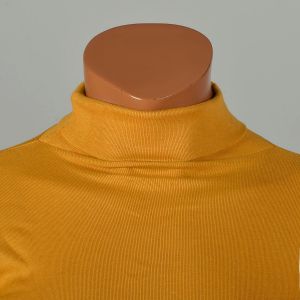 S | Mod 1960s Gold Mustard Loopwheel Turtleneck - Fashionconservatory.com