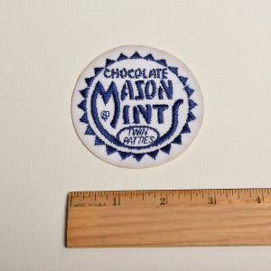 Chocolate Mason Mints Embroidered Sew On Patch Blue White Circle Applique  - Fashionconservatory.com