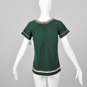 Small 1960s Shirt Green Knit Hippie Tunic Top - Fashionconservatory.com