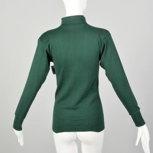 XS 1960s Deadstock Green Long Sleeve Lightweight Turtleneck Shirt - Fashionconservatory.com