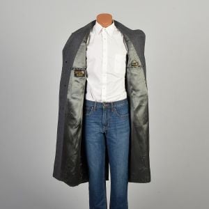 Large 1980s Charcoal Grey Wool Overcoat  - Fashionconservatory.com