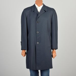 Medium 1960s Dark Blue Rain Proof Outerwear All Weather Coat 