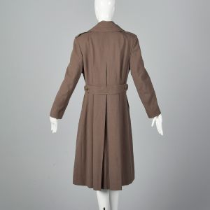 1950s Brown Military Coat Wool Double Breasted Taupe Twill post WW2 Rex Overcoat  - Fashionconservatory.com