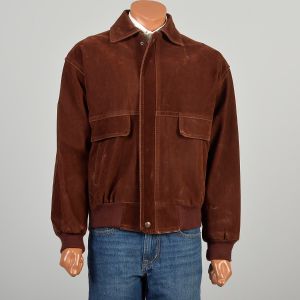 Large 1990s Brown Velveteen Bomber Jacket 